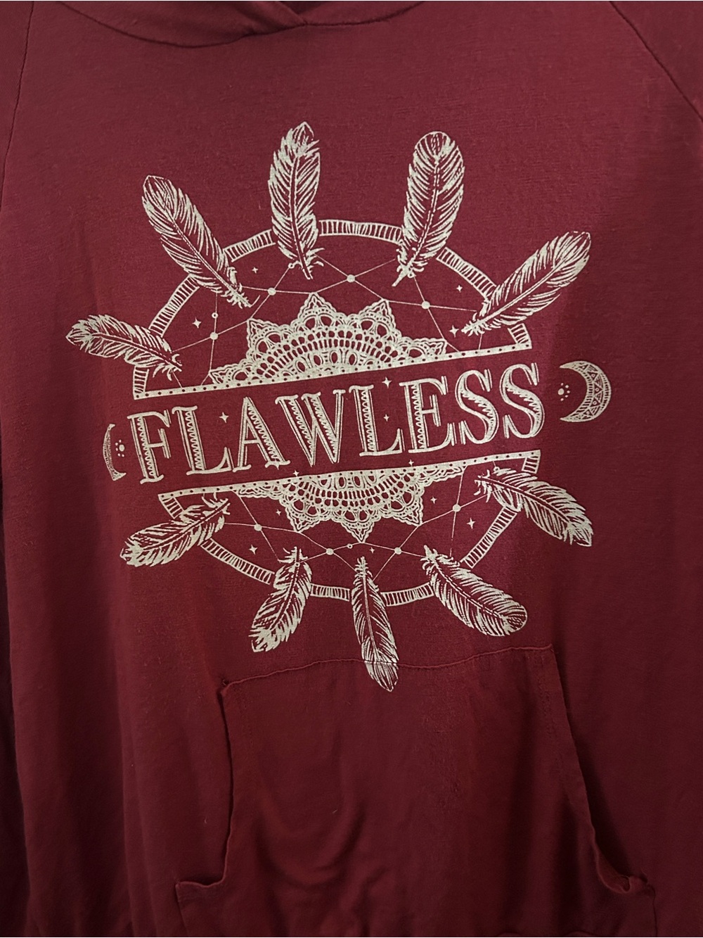 Maroon Pullover Hoodie with White Dreamcatcher Graphic - Picture 3 of 8